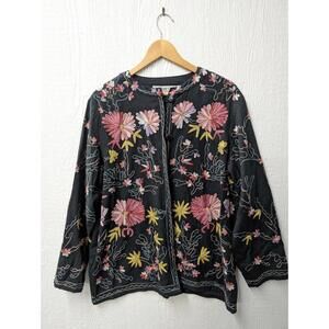 VTG Bedford Fair Embroidered Jacket Floral Dark Romantic Y2K Fairy Boho Size 1XW